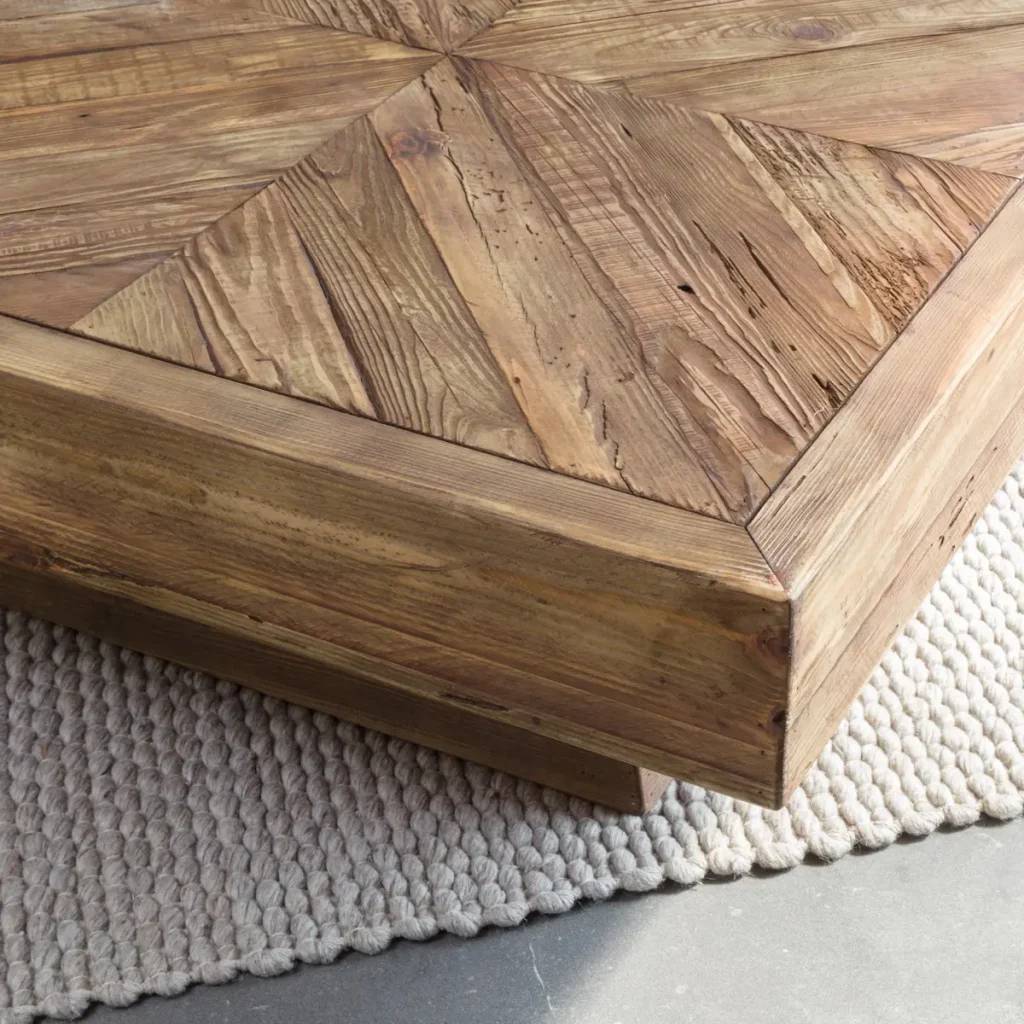 Table basse carrée en bois recyclé Blaise
