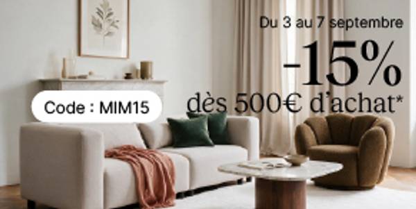 -15 % à partir de 500€ d'achat