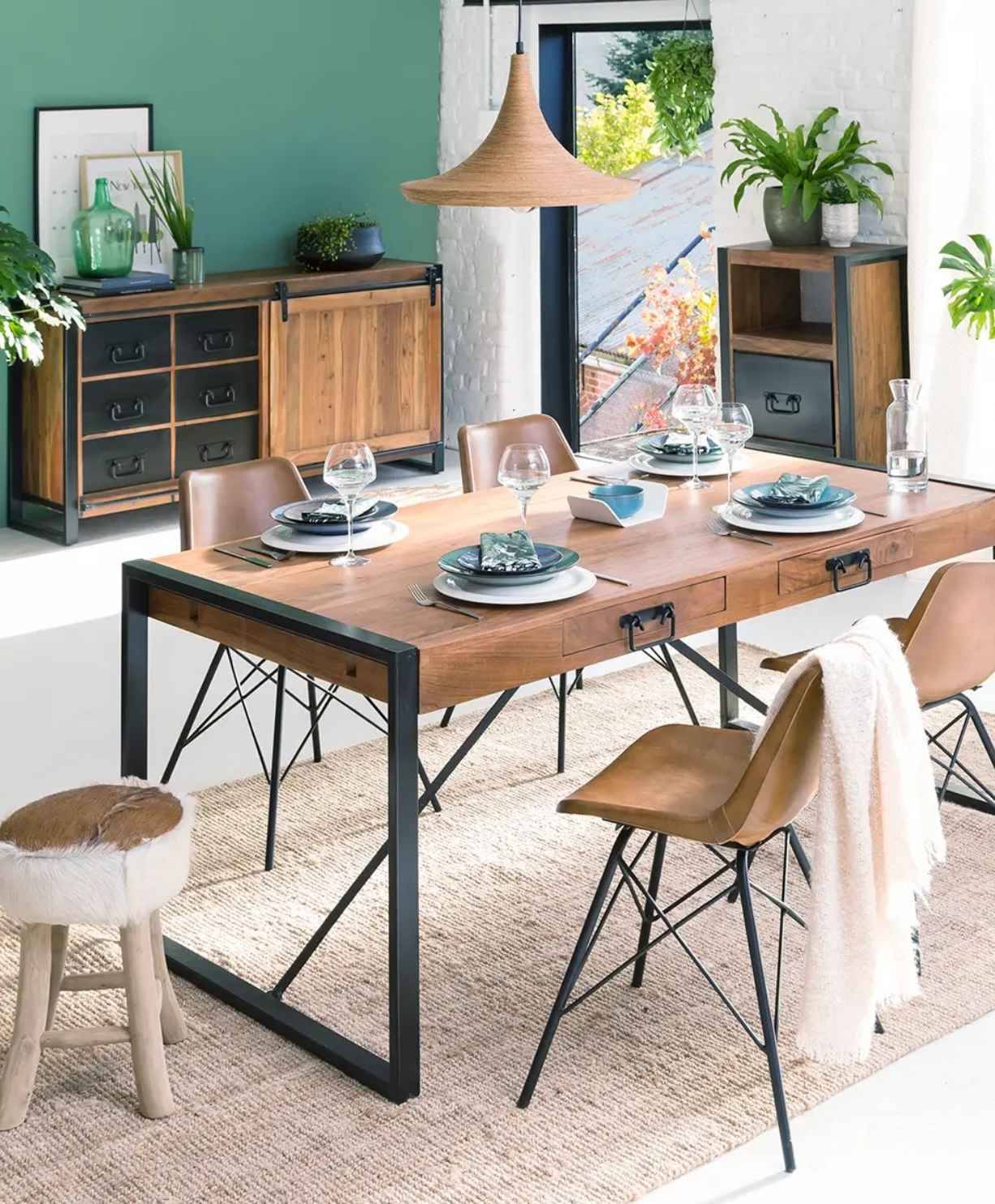 En.casa] Meuble TV Design Industriel Banc Télé Table