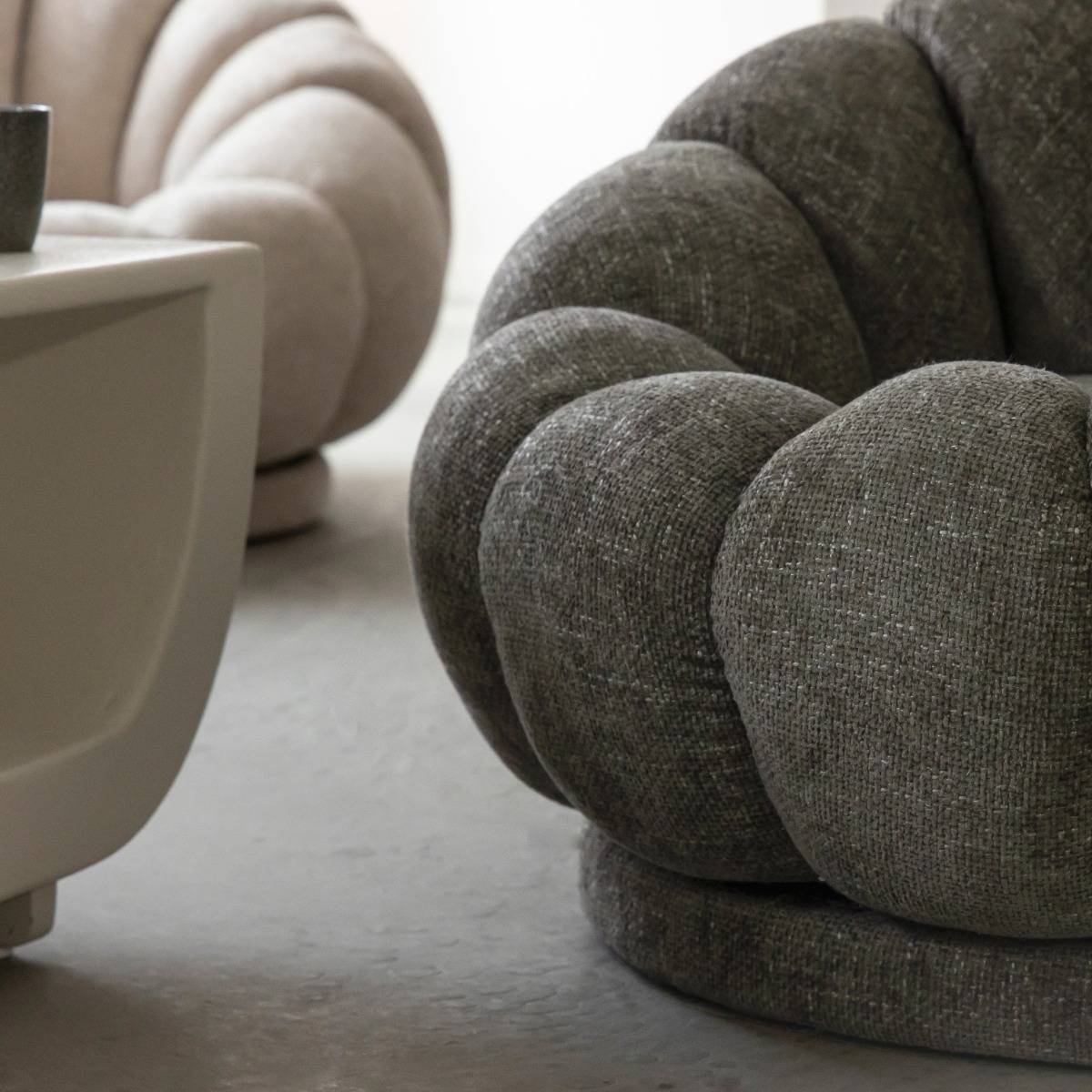 Fauteuil nuage en tissu vert gris Héléna