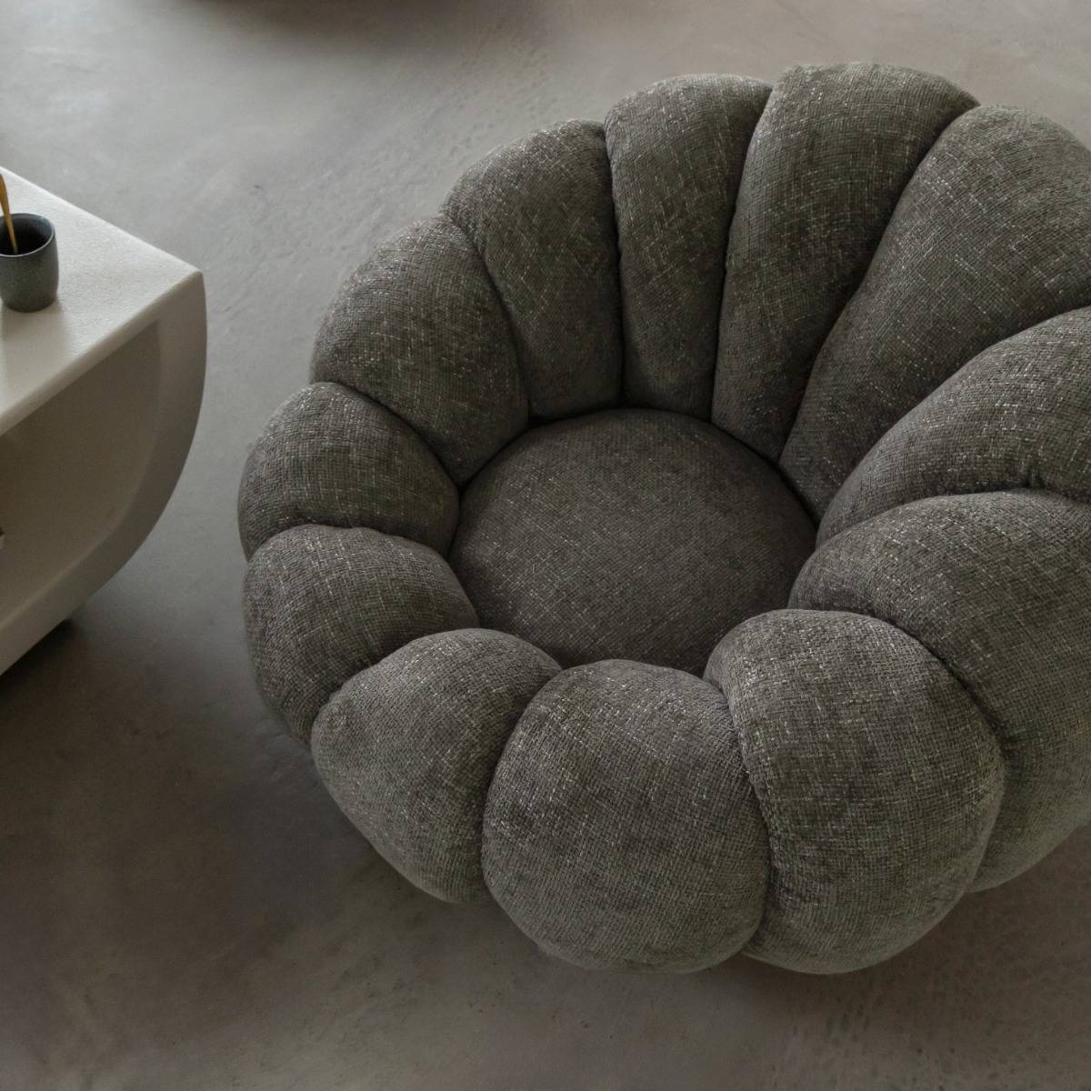 Fauteuil nuage en tissu vert gris Héléna