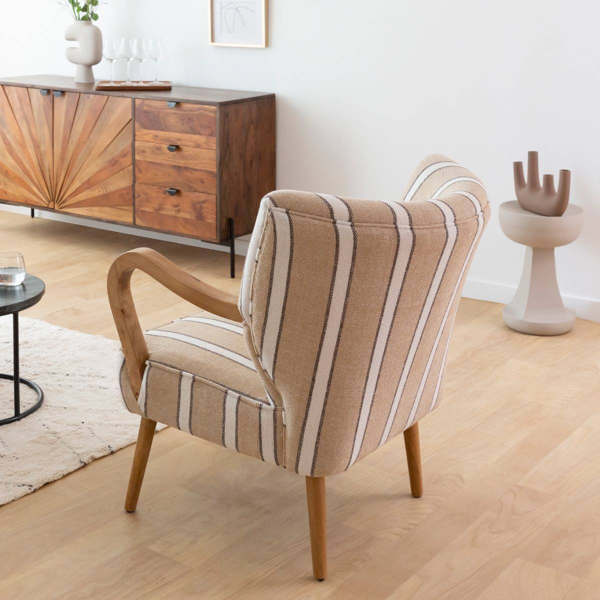Fauteuil en coton rayures Castille
