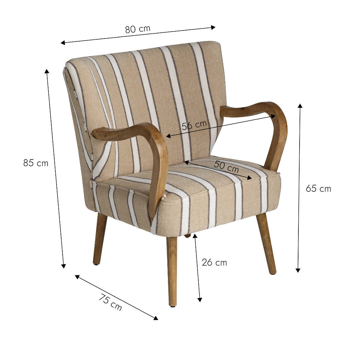 Fauteuil en coton rayures Castille