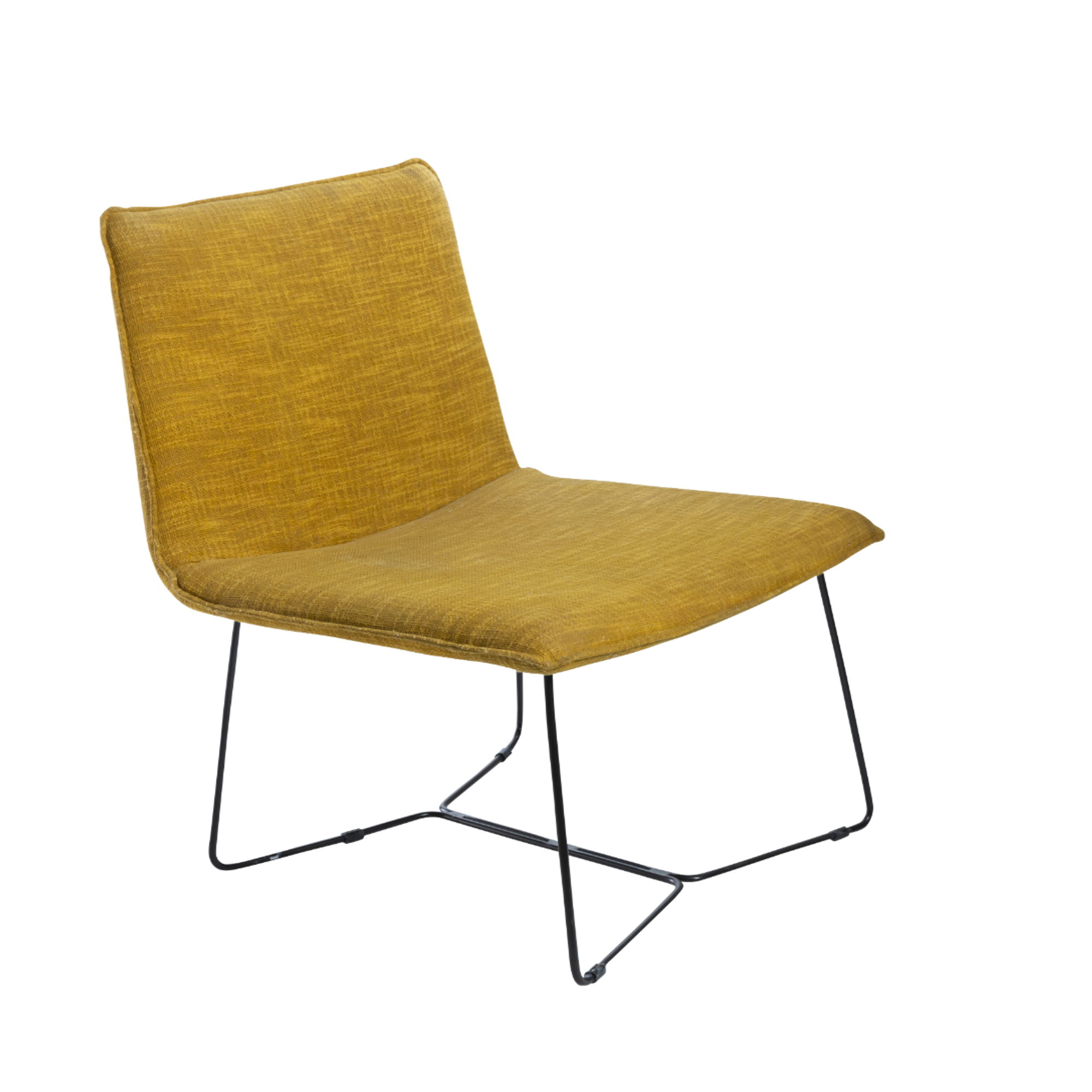 Fauteuil en tissu jaune et métal Isaure
