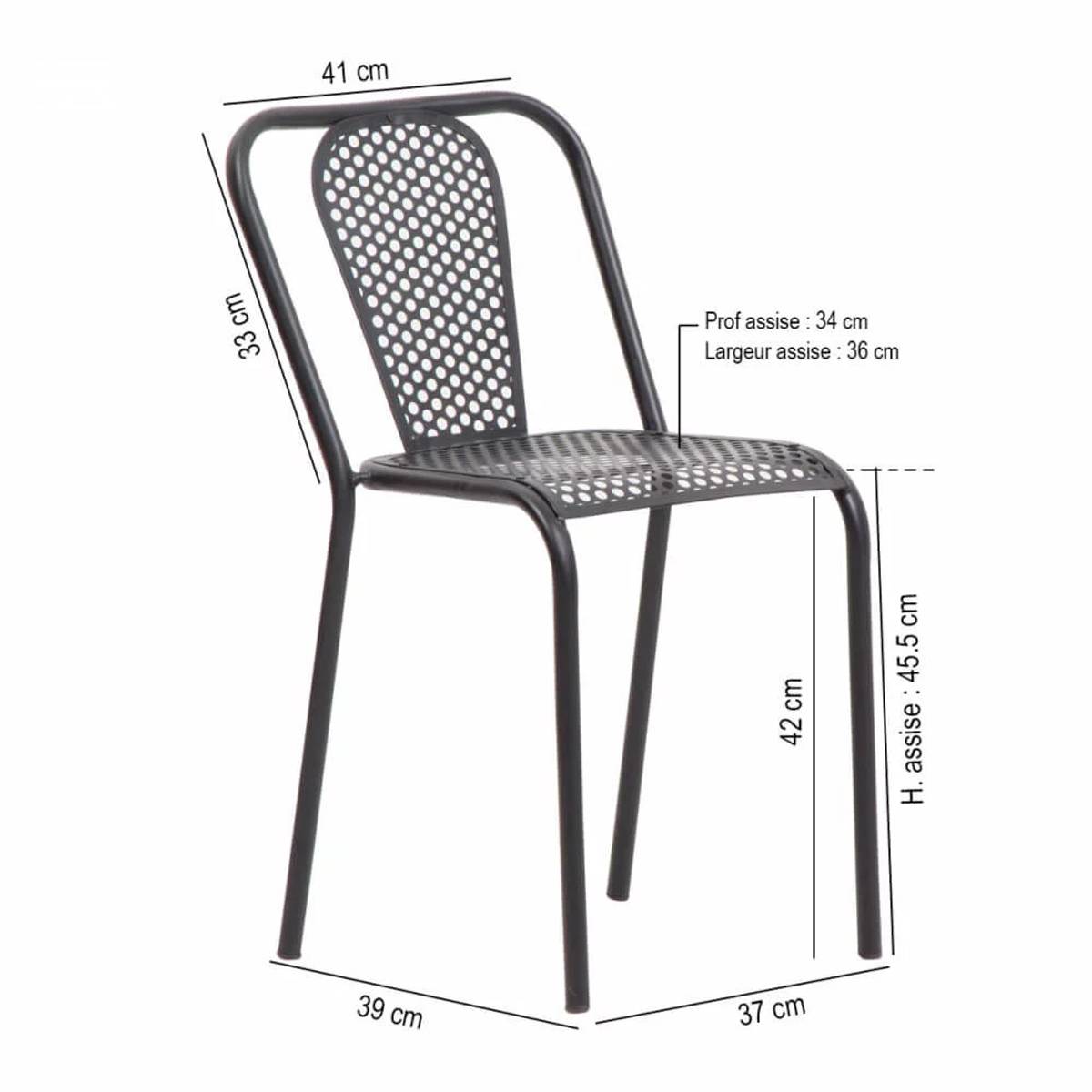Chaise perforée en métal noir Julien (lot de 2)
