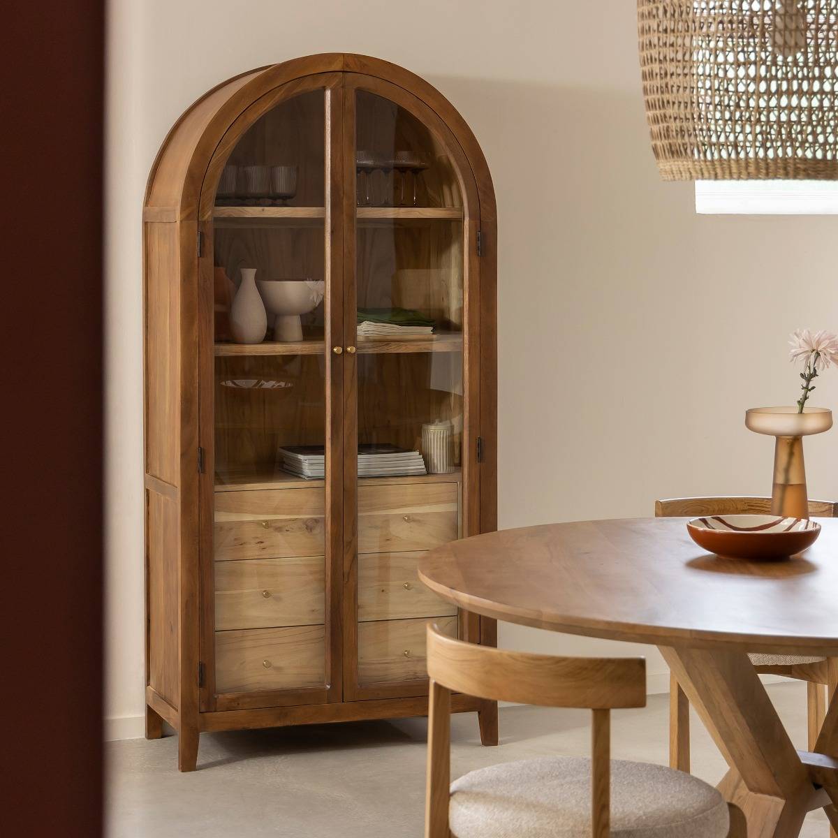 Vitrine en bois d'acacia Néven