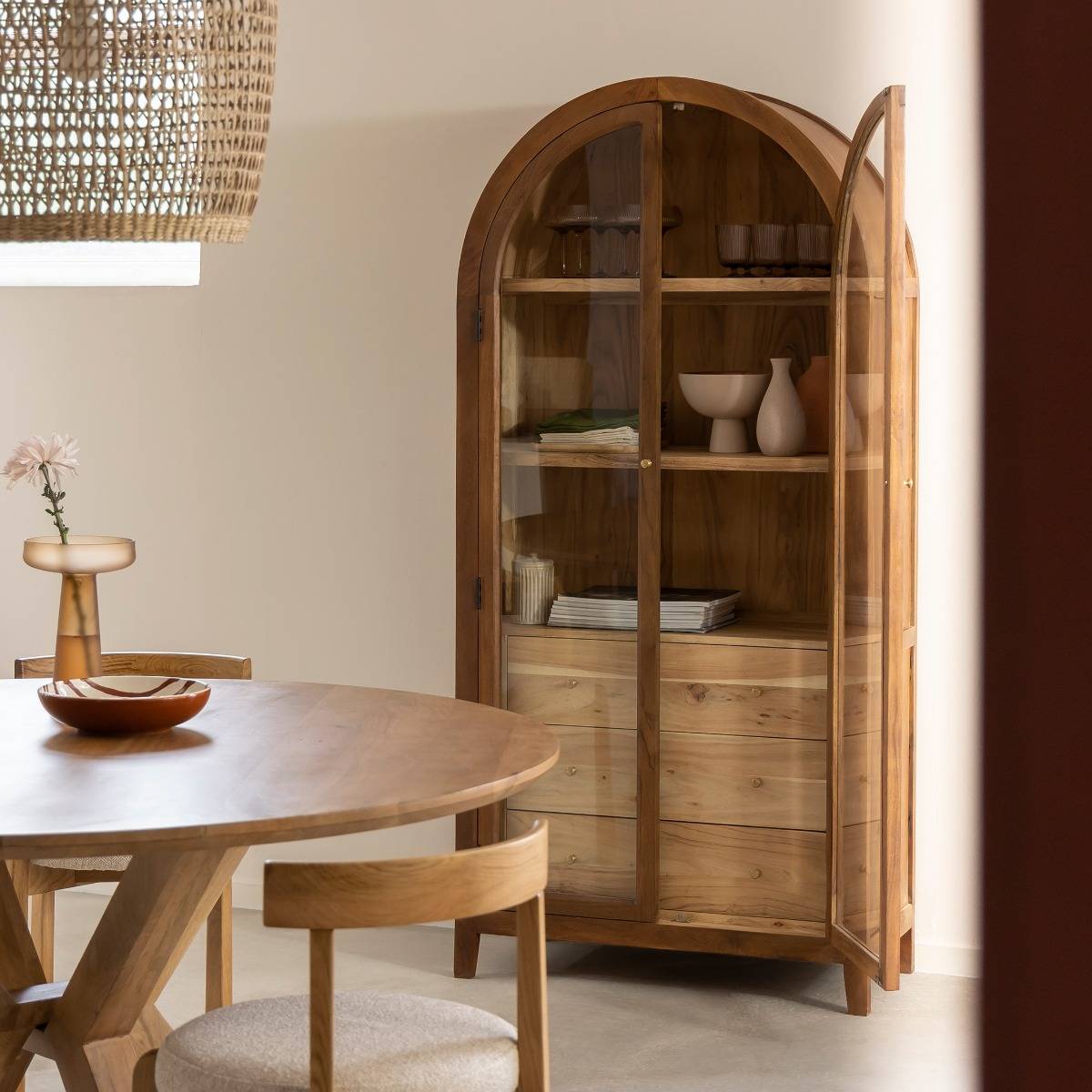 Vitrine en bois d'acacia Néven