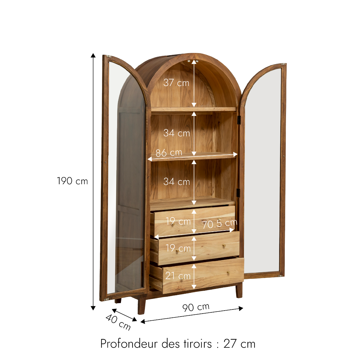 Vitrine en bois d'acacia Néven
