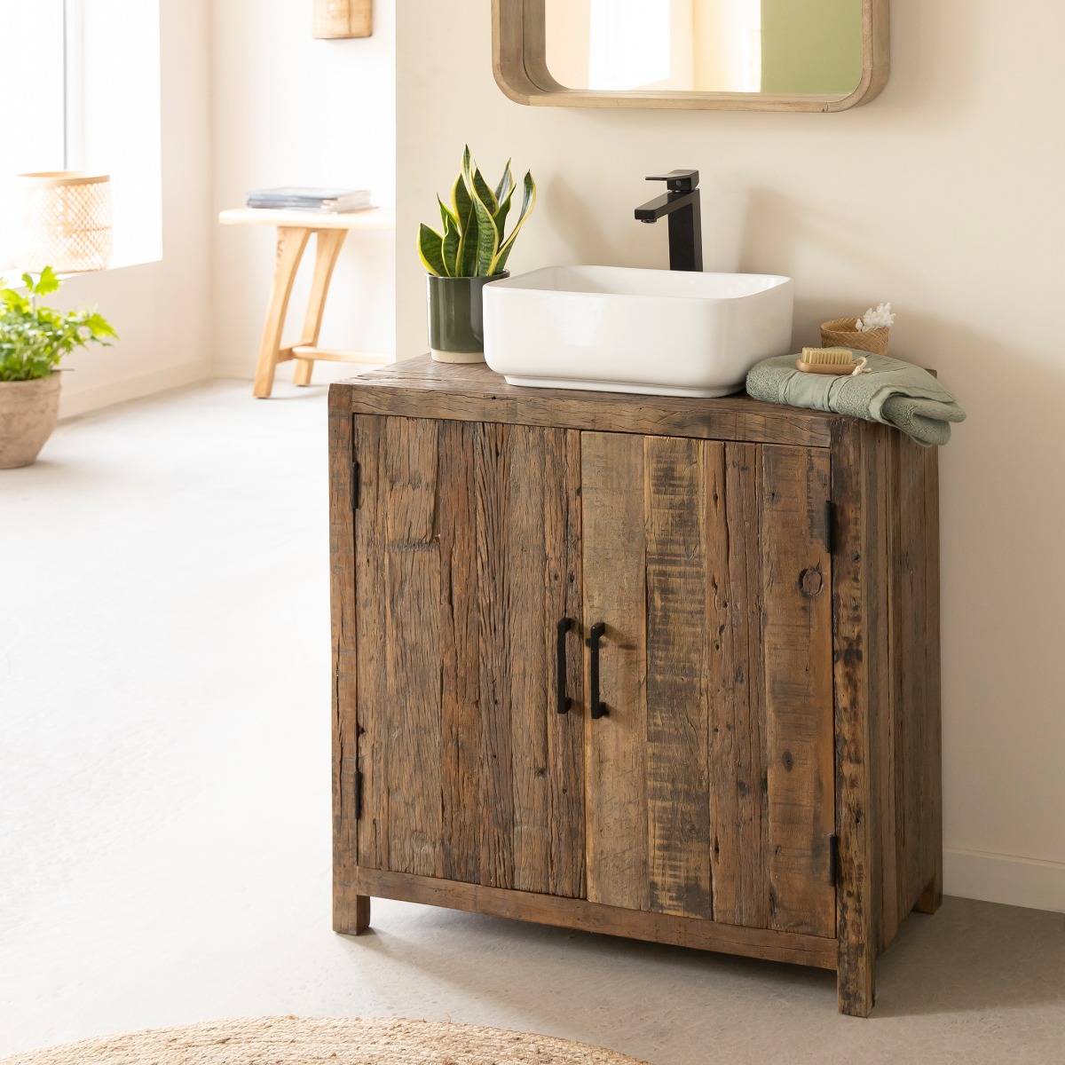 Meuble sous vasque en bois recyclé Adrienne
