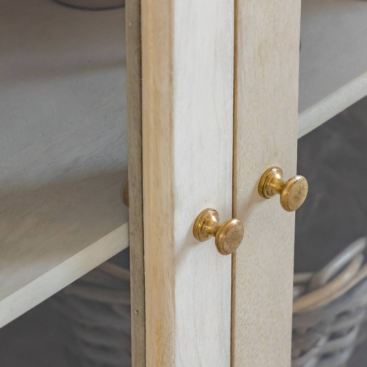 Buffet vitré en bois de manguier blanchi Miliam