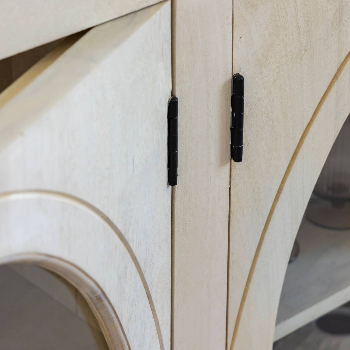Buffet vitré en bois de manguier blanchi Miliam