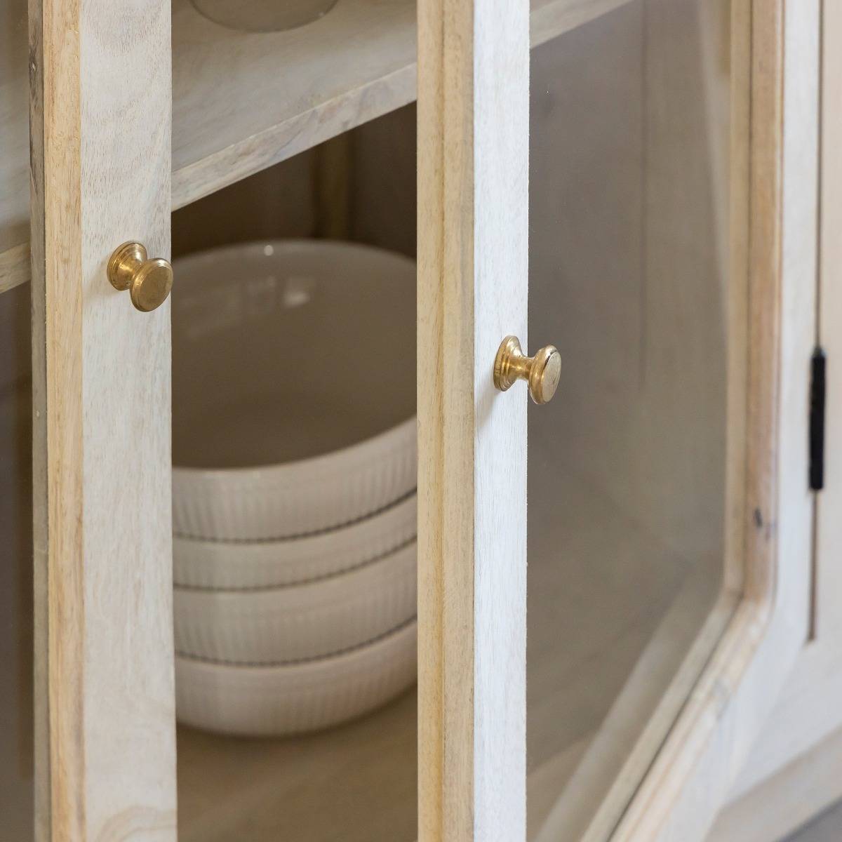 Buffet vitré en bois de manguier blanchi Miliam