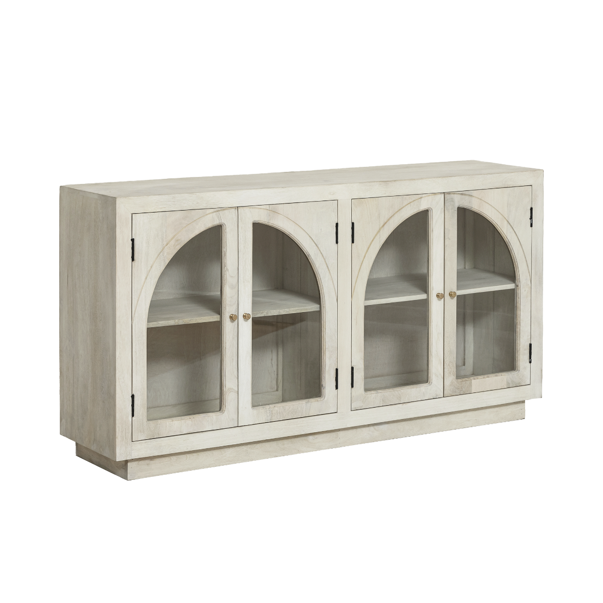 Buffet vitré en bois de manguier blanchi Miliam