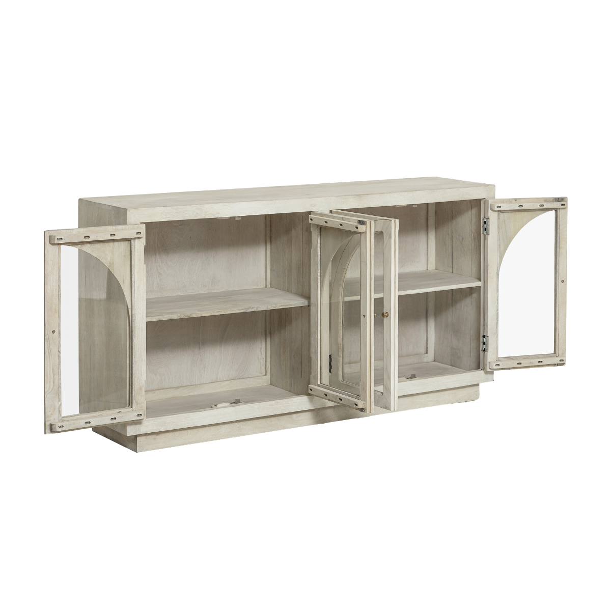 Buffet vitré en bois de manguier blanchi Miliam