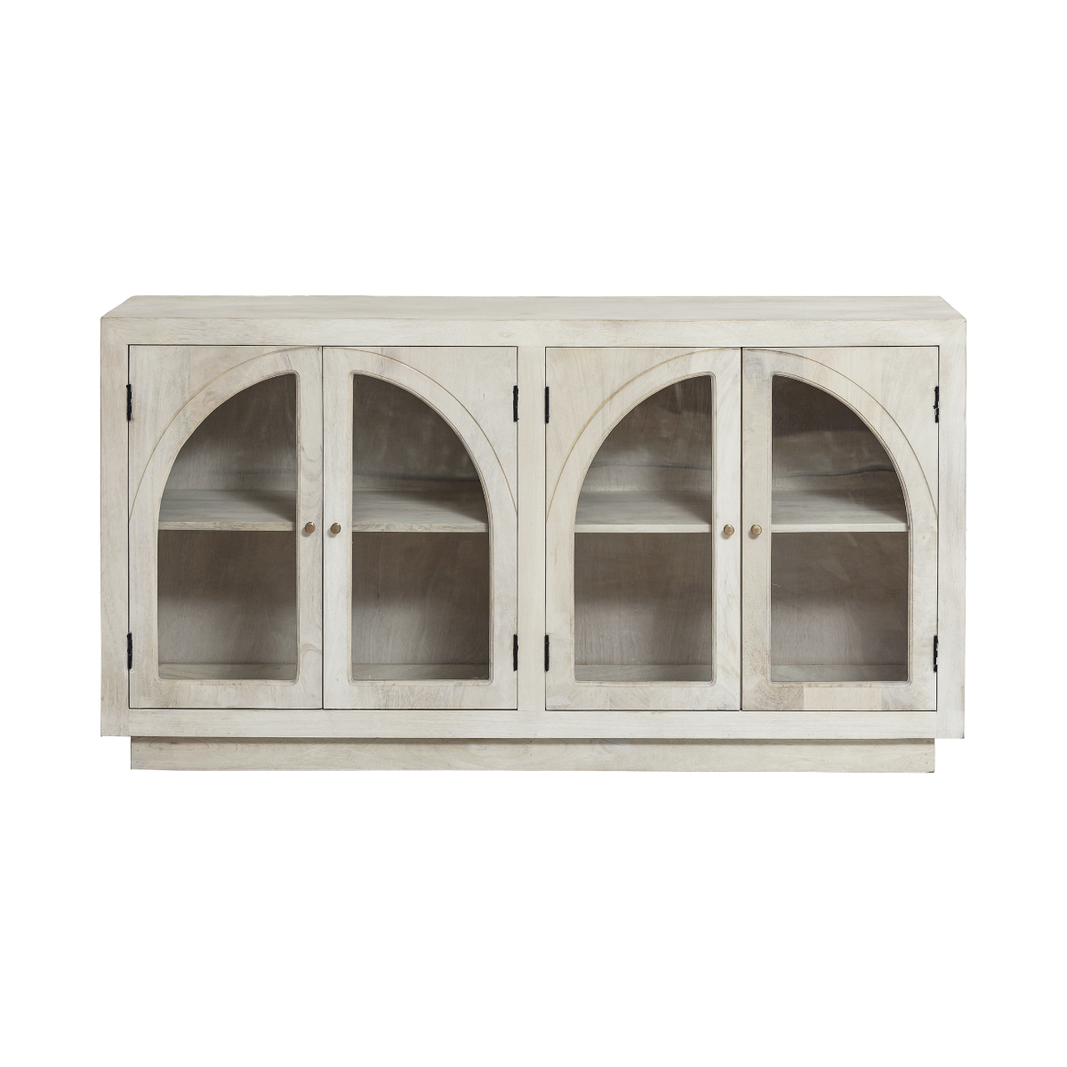 Buffet vitré en bois de manguier blanchi Miliam