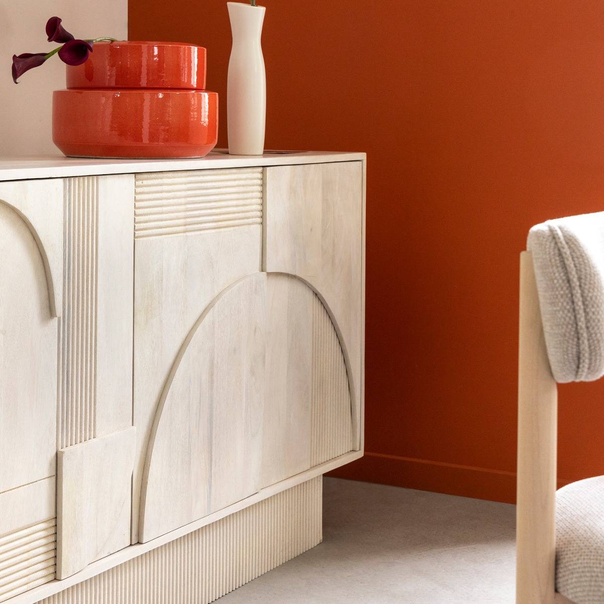 Buffet en bois de manguier blanchi Miliam