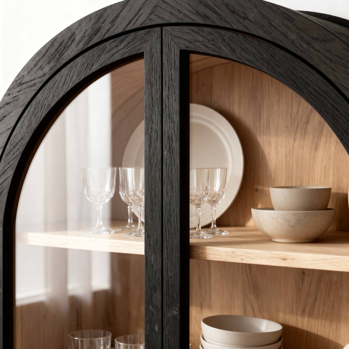 Vitrine en bois d'acacia noire Néven