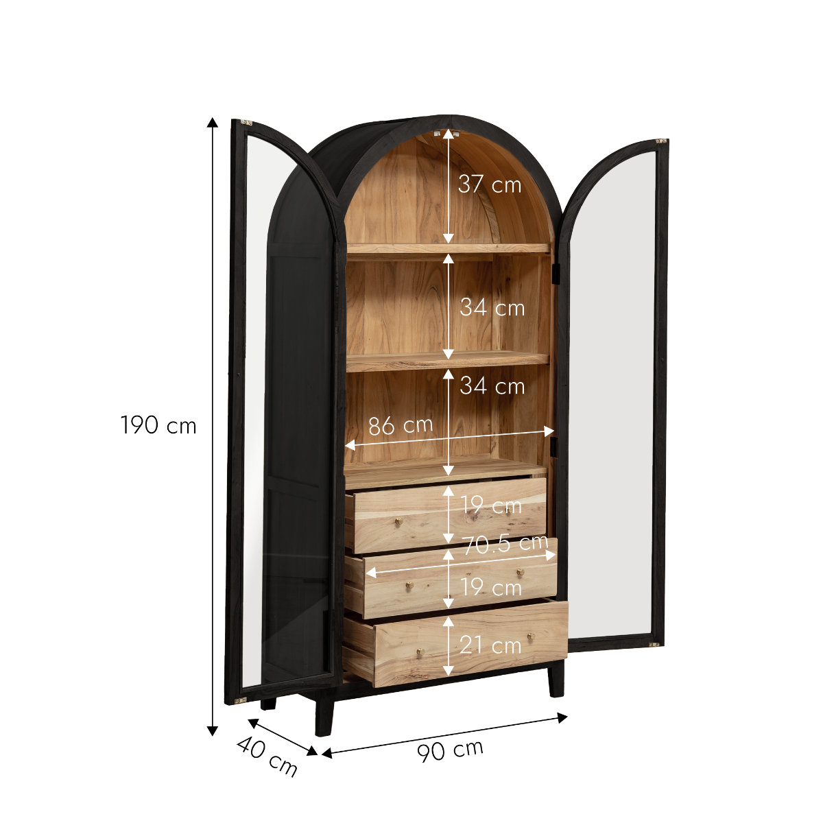 Vitrine en bois d'acacia noire Oryssa