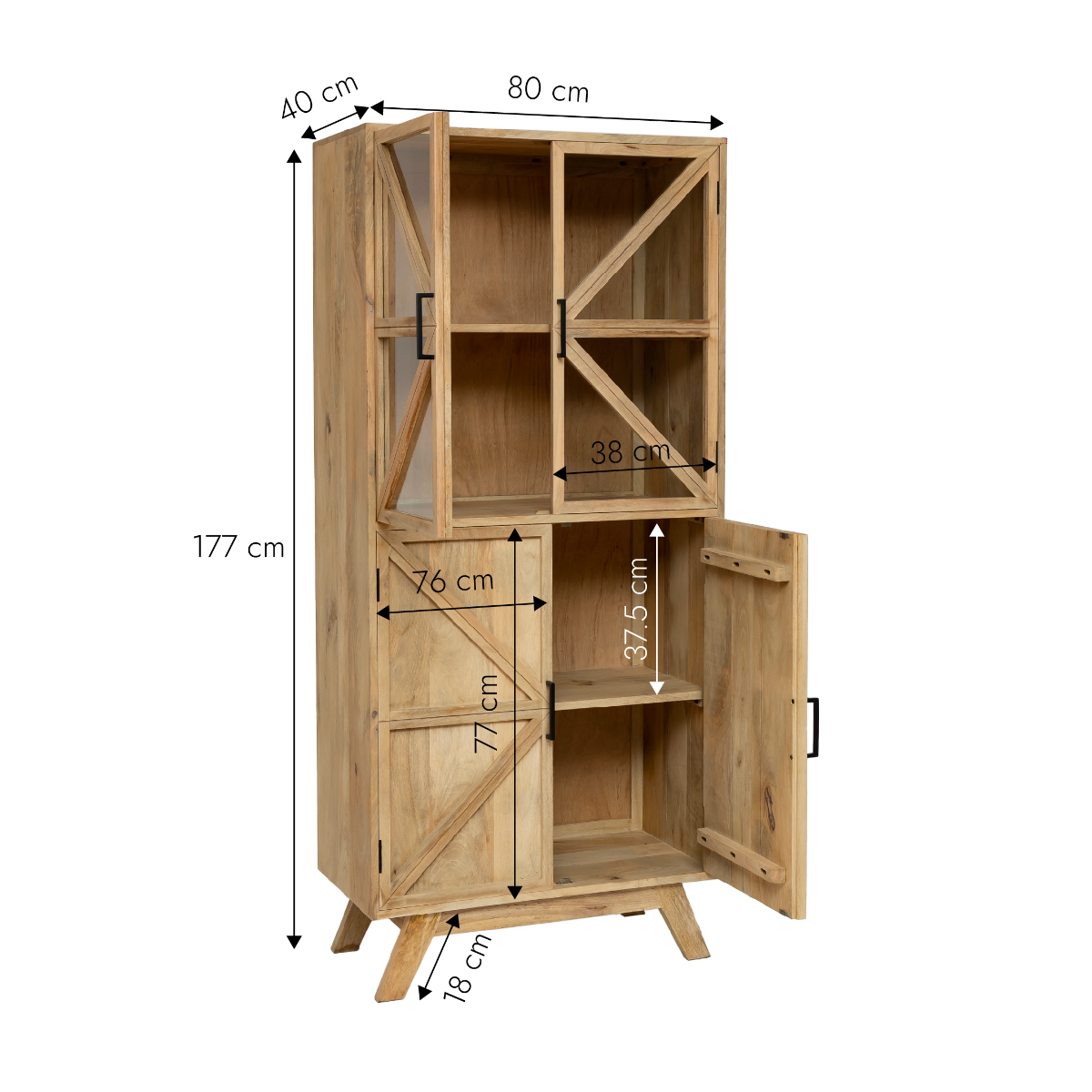 Vitrine en bois de manguier Thalia