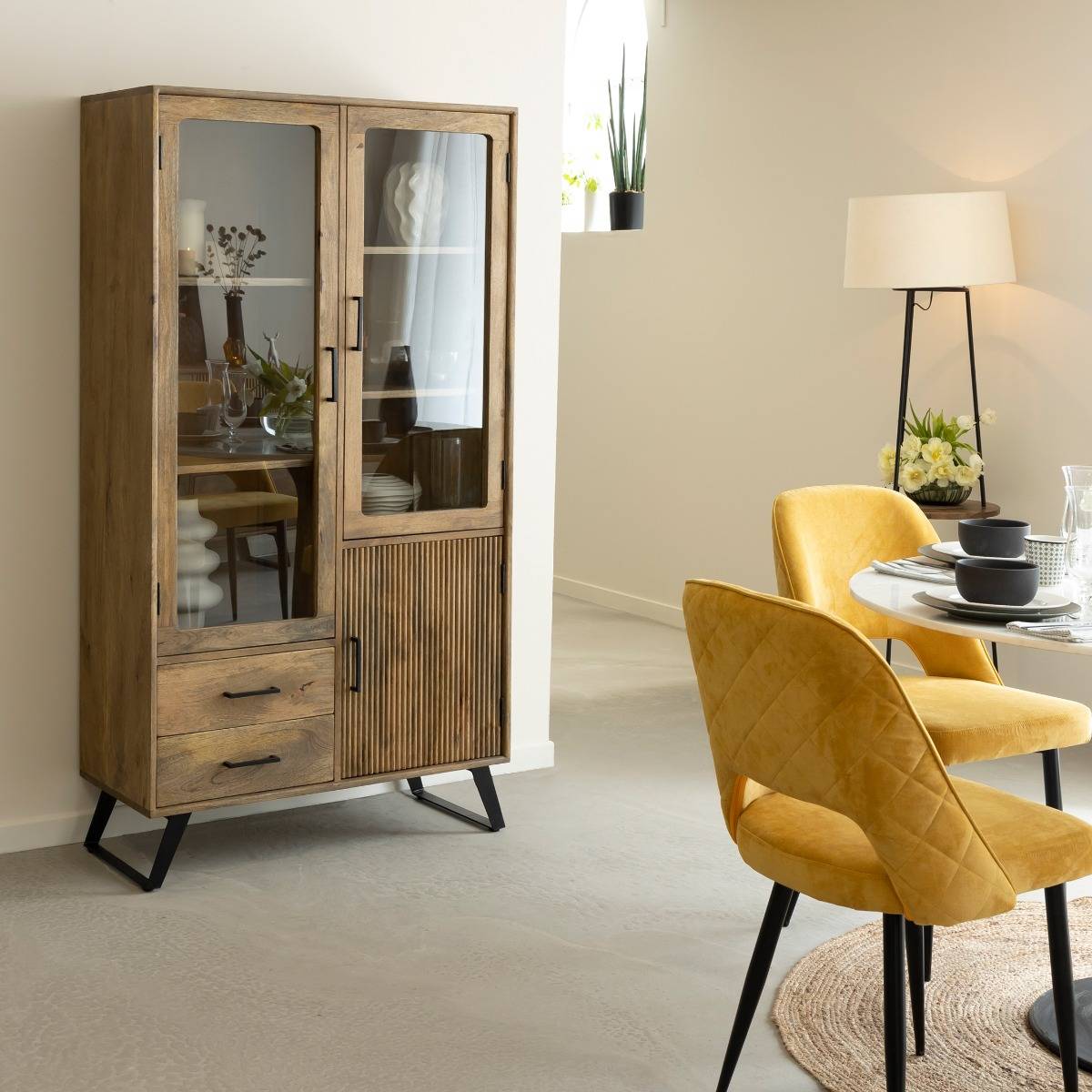 Vitrine Haute en bois de de manguier Joy