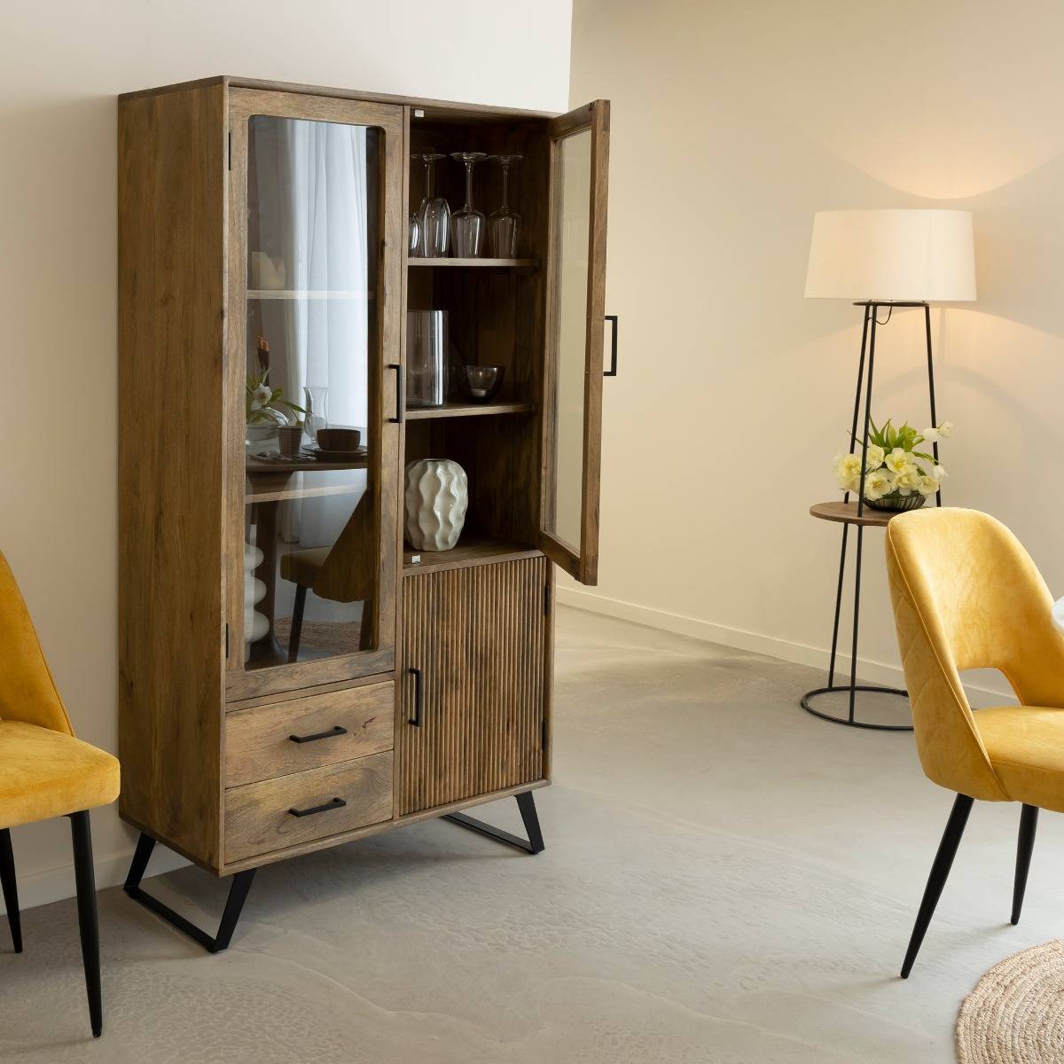 Vitrine Haute en bois de de manguier Joy