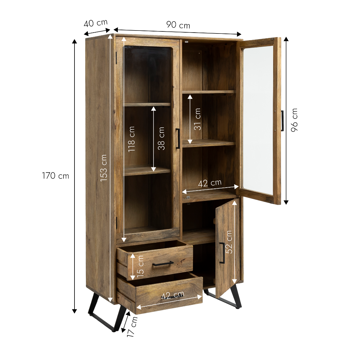 Vitrine Haute en bois de de manguier Joy