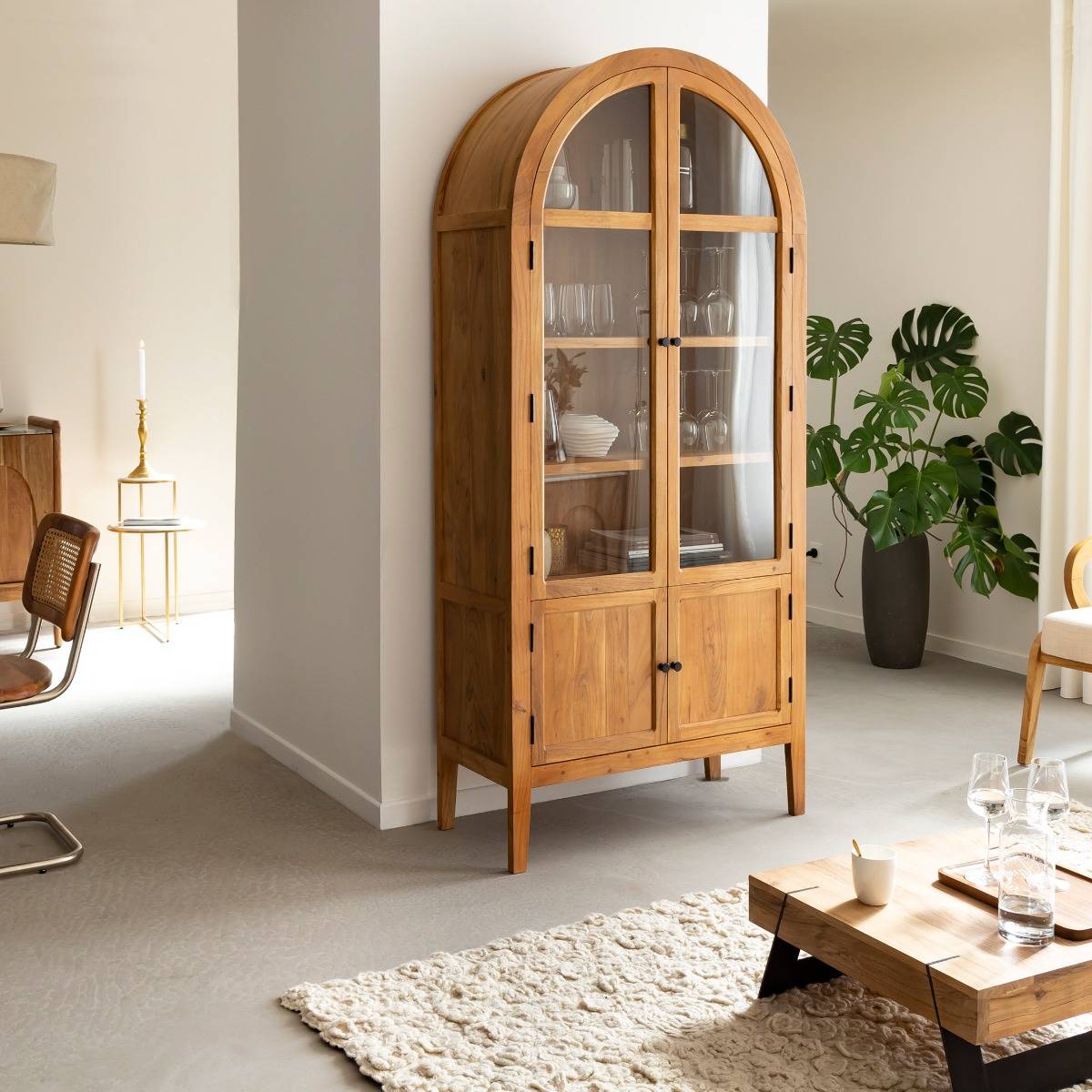 Vitrine en bois d'acacia 4 portes Jo