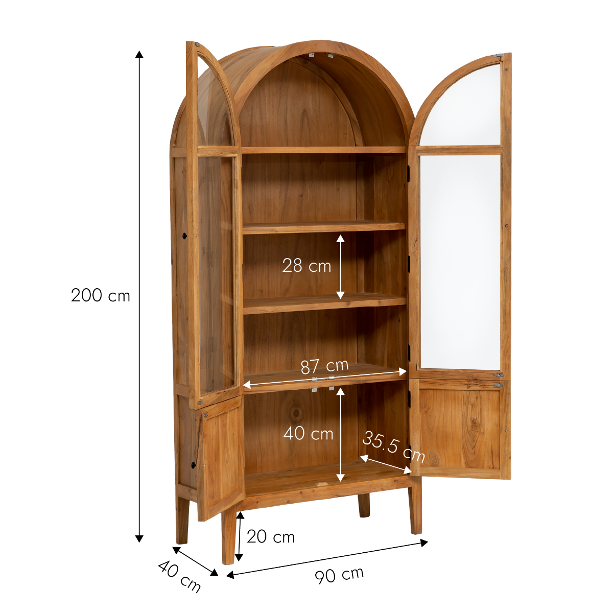 Vitrine en bois d'acacia 4 portes Jo