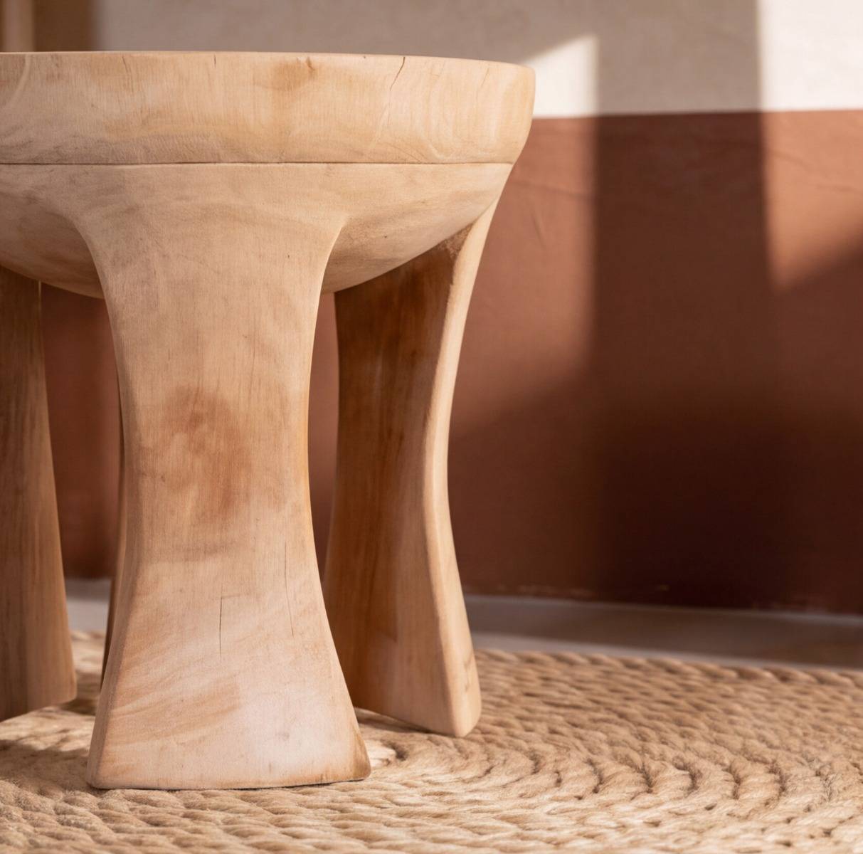 Tabouret en bois de margousier Ezriel