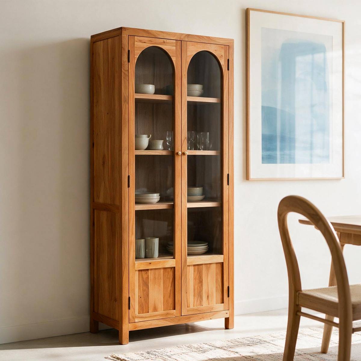 Vitrine en bois d'acacia Aurina