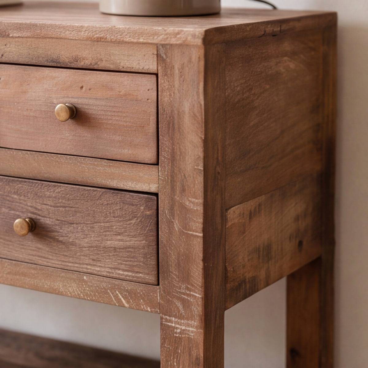 Console avec tiroirs en bois recyclé Indra