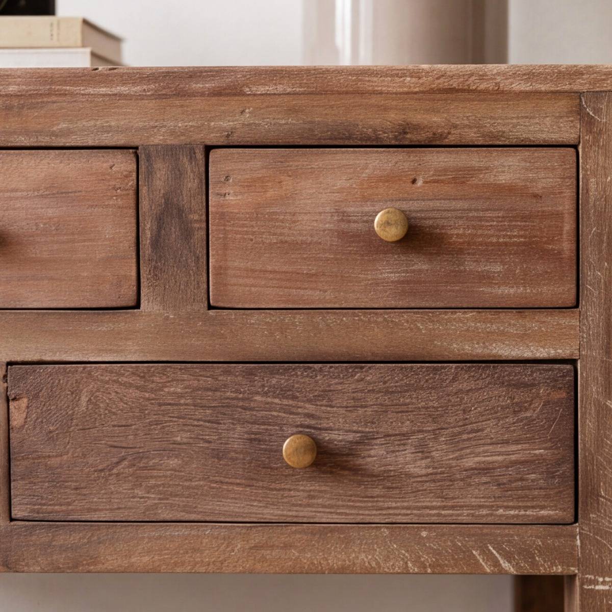 Console avec tiroirs en bois recyclé Indra