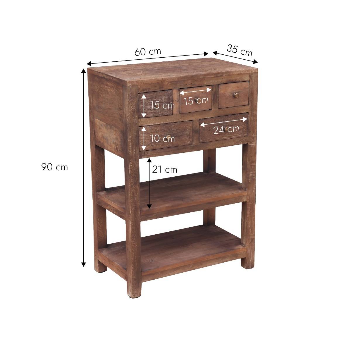 Console avec tiroirs en bois recyclé Indra