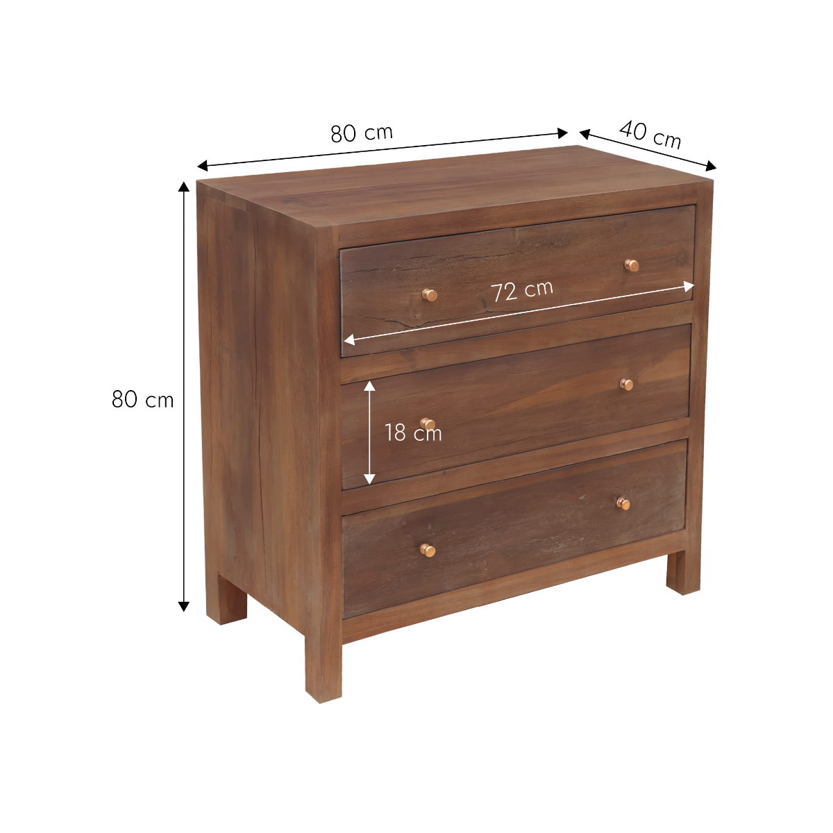 Commode 3 tiroirs en bois recyclé Arven