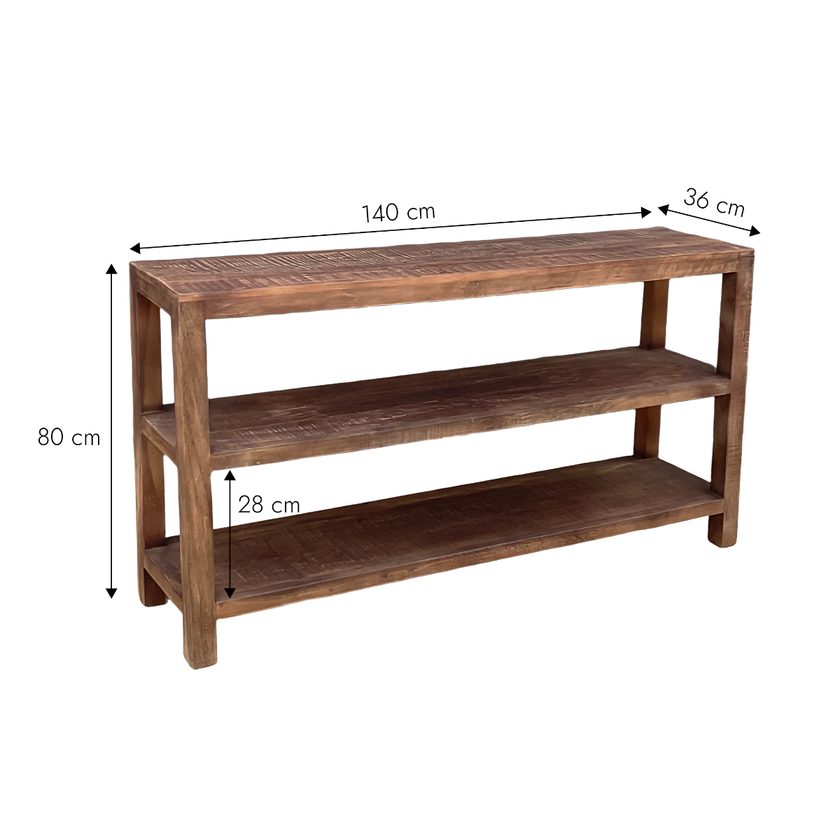 Console 3 étagères en bois recyclés Indra