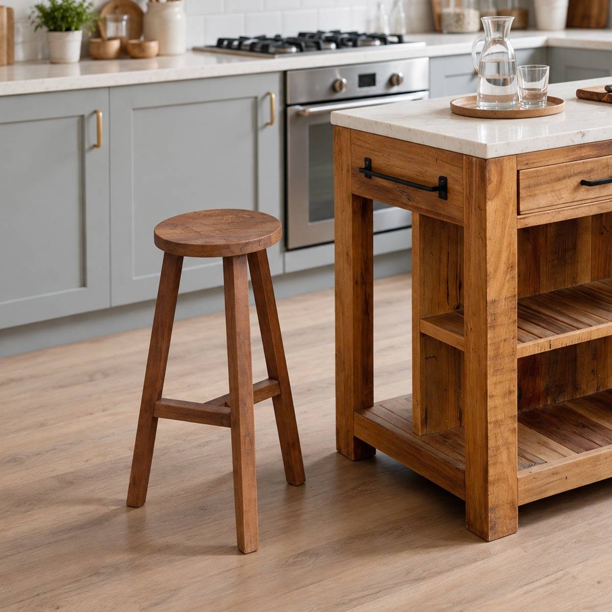 Tabouret de bar en bois recyclé Indra
