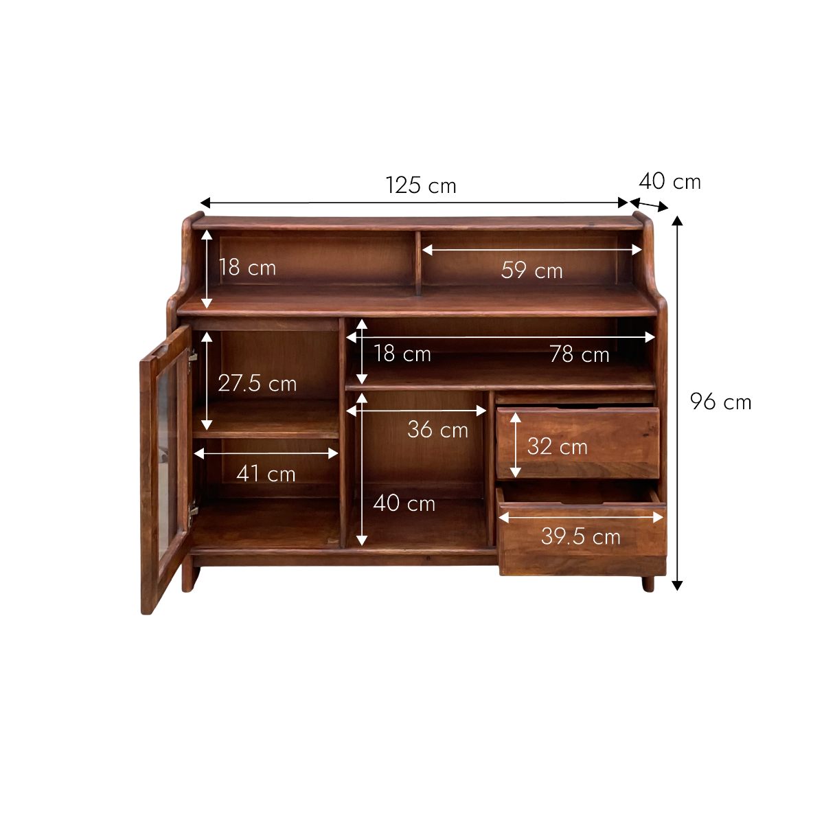 Buffet comptoir en bois de manguier Arno