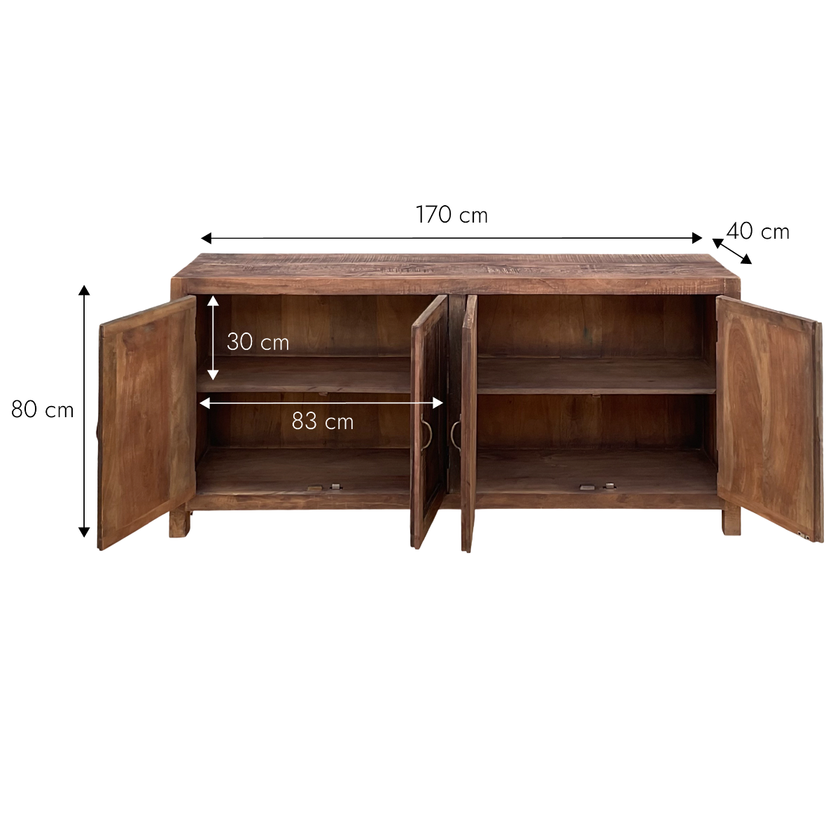 Buffet 4 portes en bois recyclé Indra