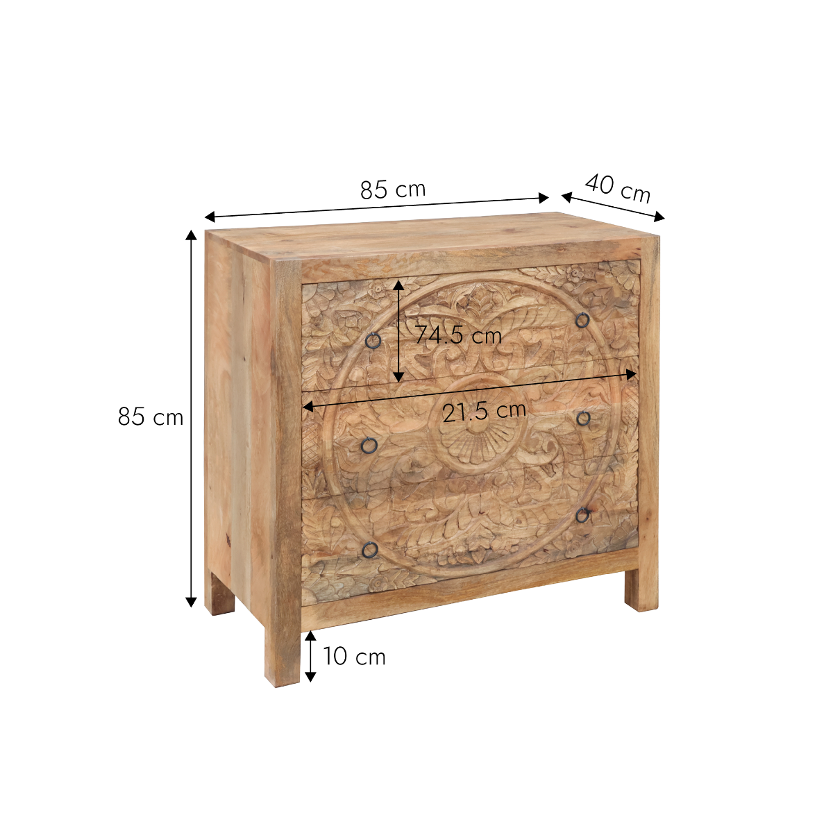 Commode sculpté en bois de manguier Courtney