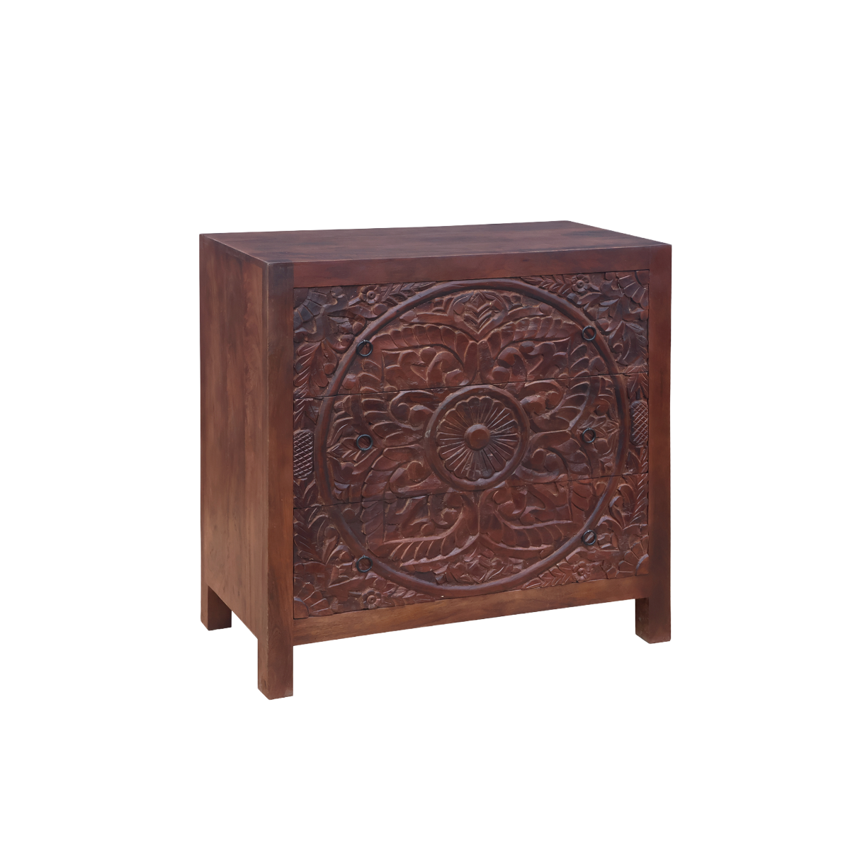 Commode sculpté en bois de manguier foncé Courtney