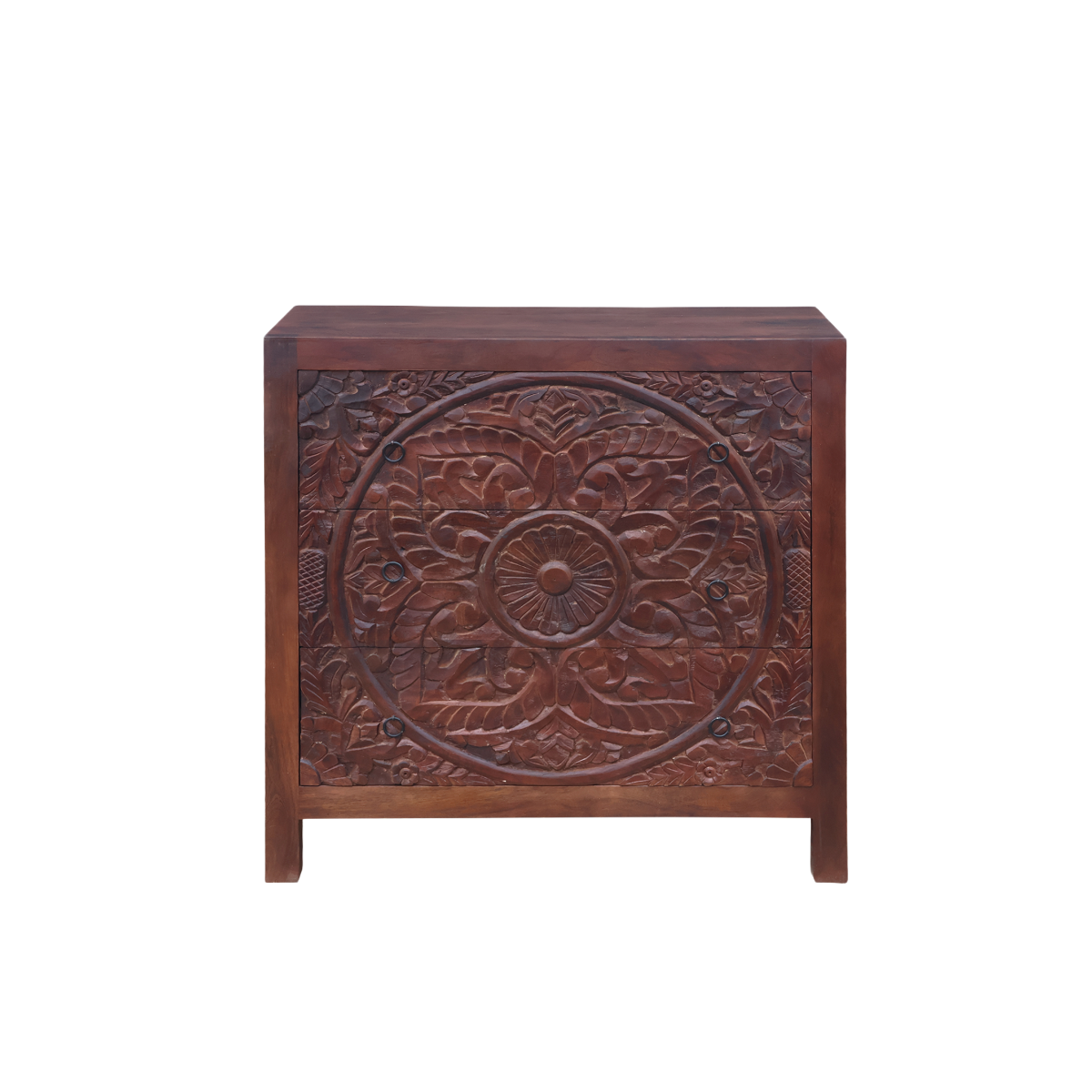 Commode sculpté en bois de manguier foncé Courtney