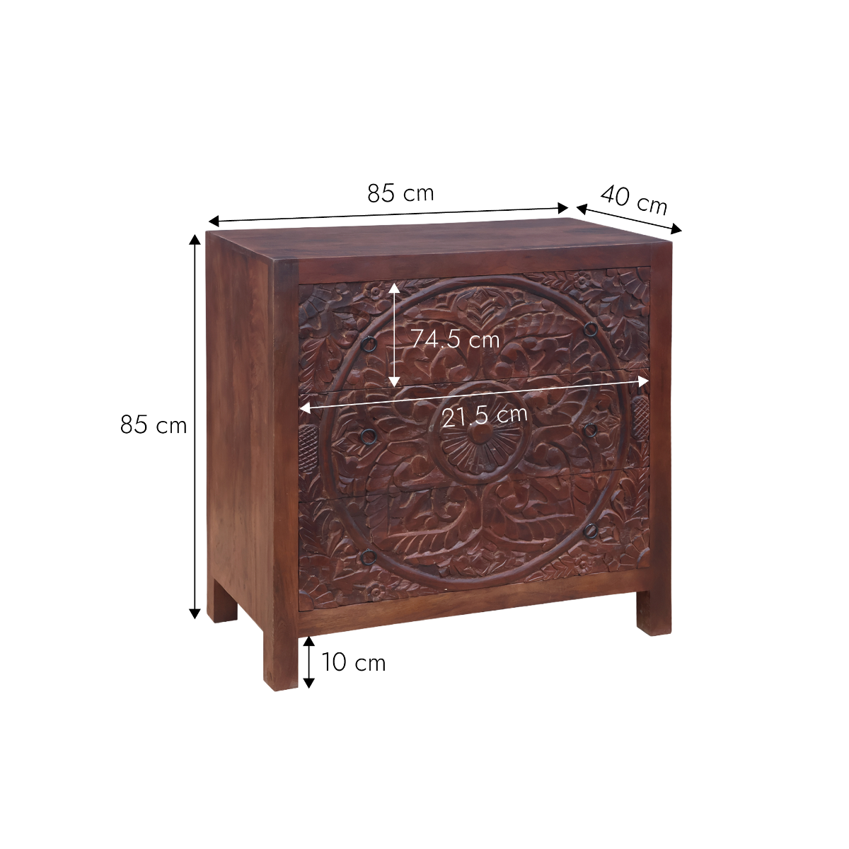 Commode sculpté en bois de manguier foncé Courtney