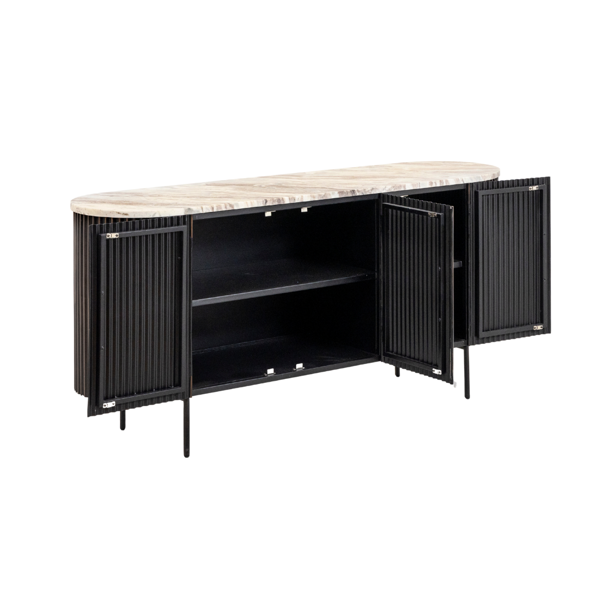 Buffet en métal noir et marbre Alfred