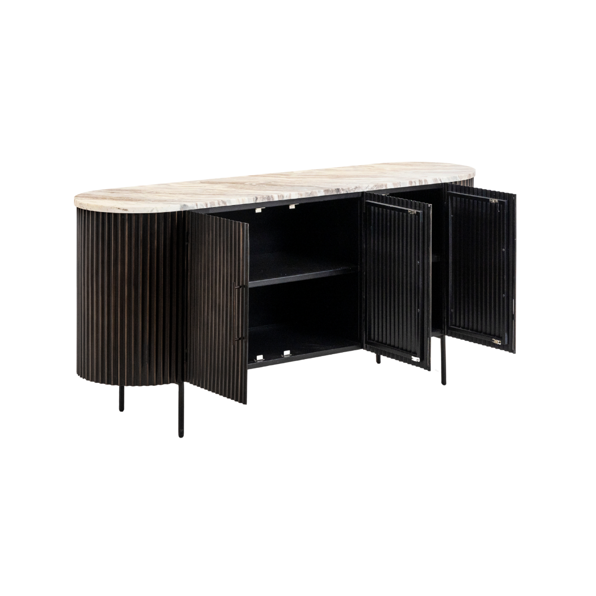 Buffet en métal noir et marbre Alfred
