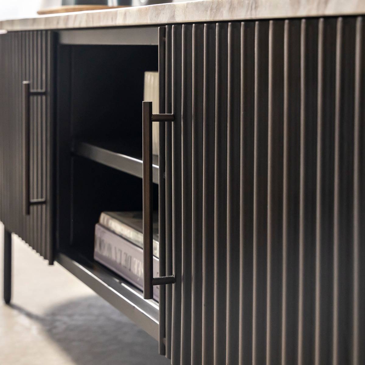 Meuble TV en métal et marbre Orlando