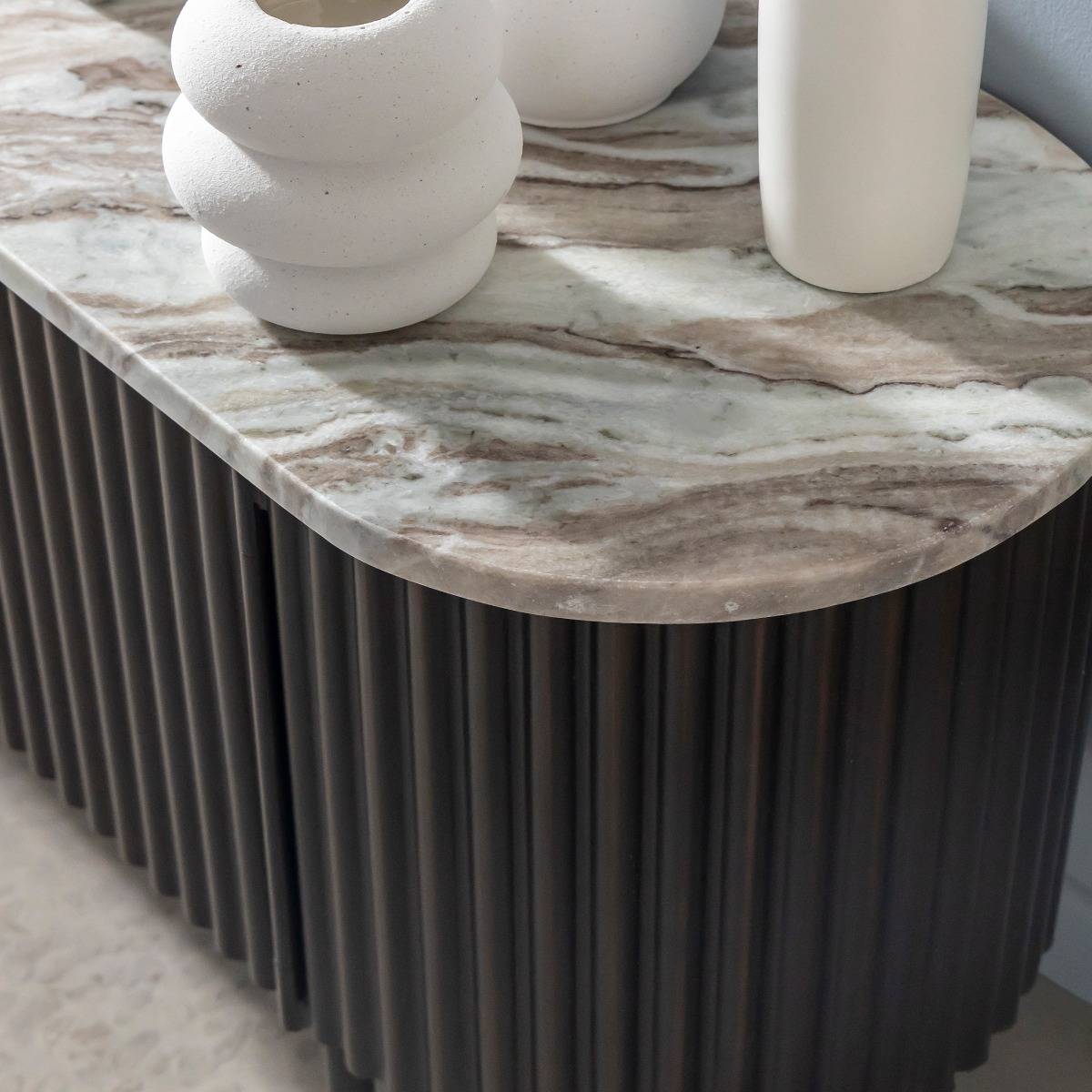 Meuble TV en métal et marbre Orlando