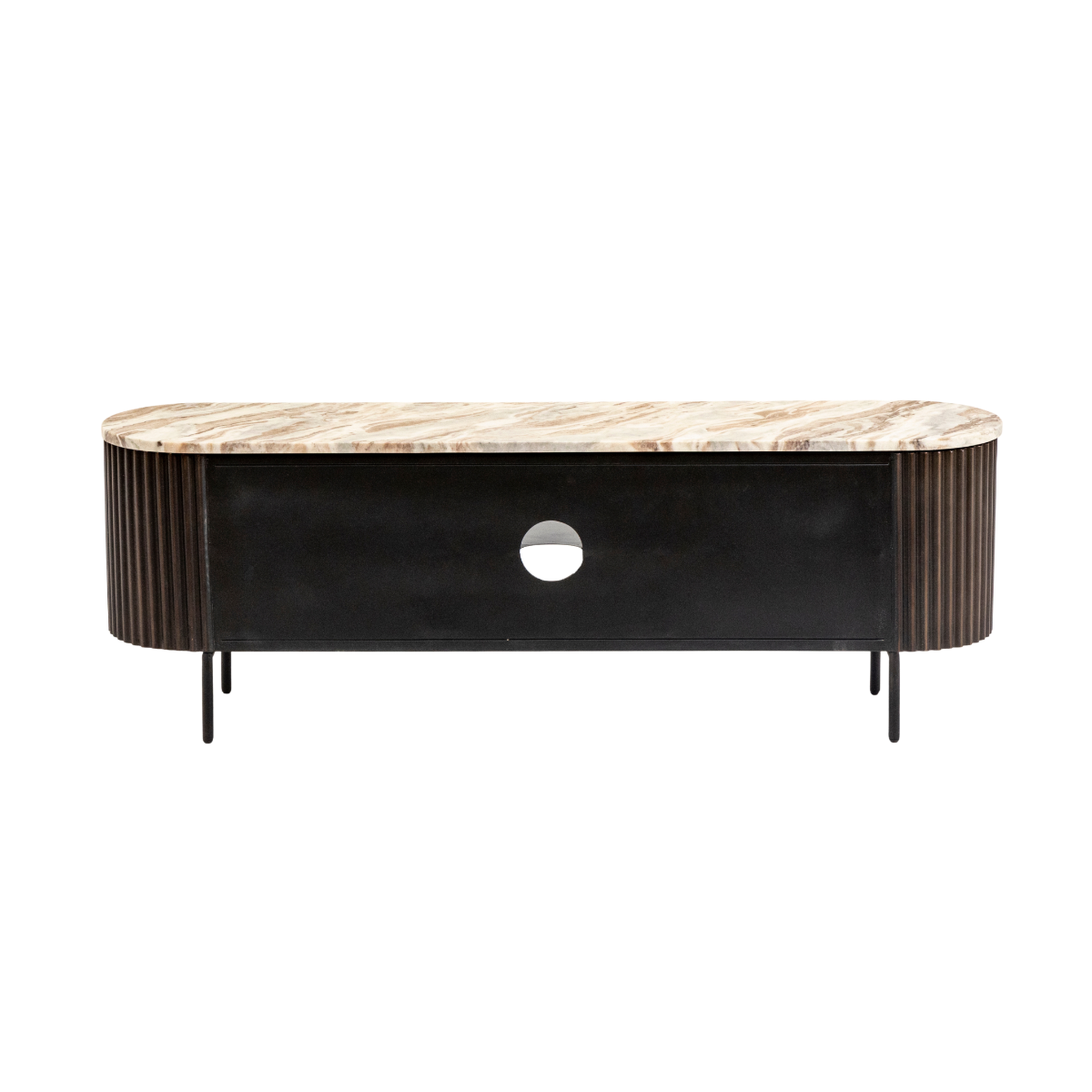 Meuble TV en métal noir et marbre Alfred