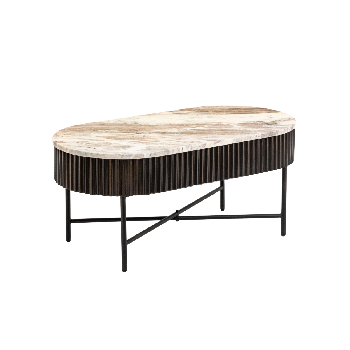 Table basse en métal noir et marbre Alfred