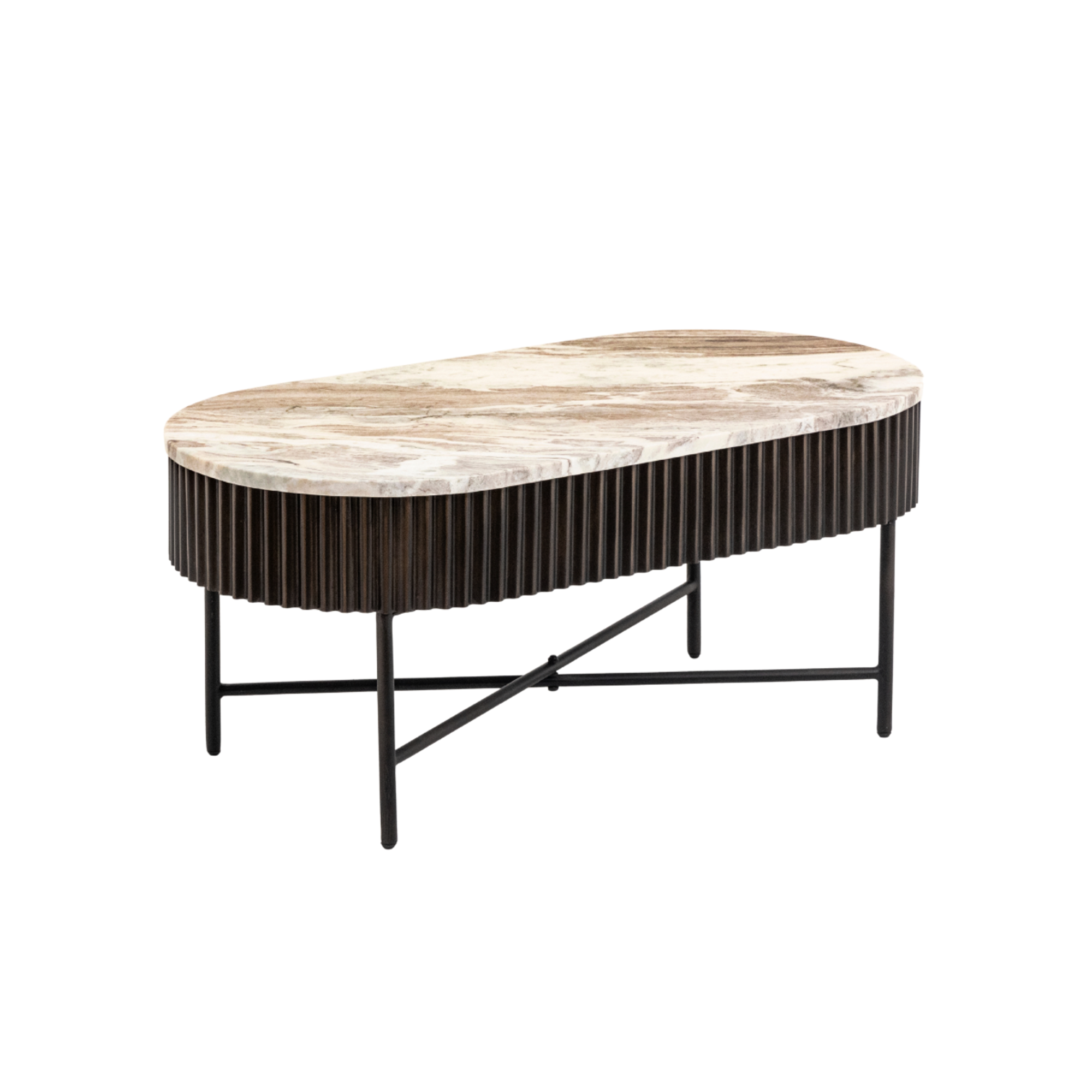 Table basse en métal noir et marbre Alfred