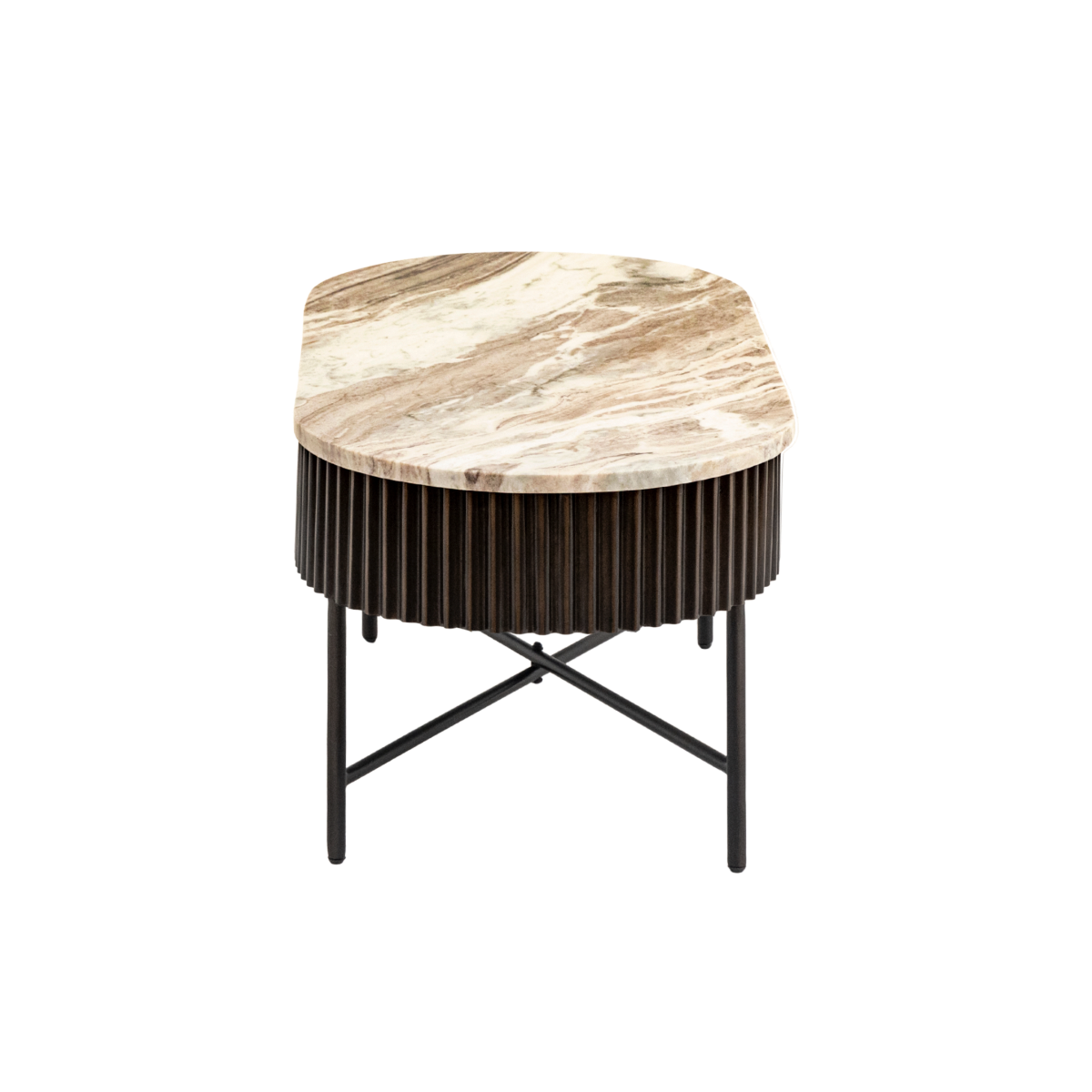 Table basse en métal noir et marbre Alfred